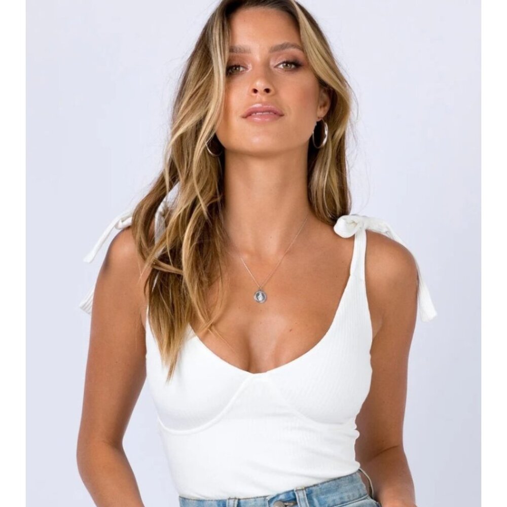Princess  Polly Clove Tie Up Bodysuit Cream Size 2